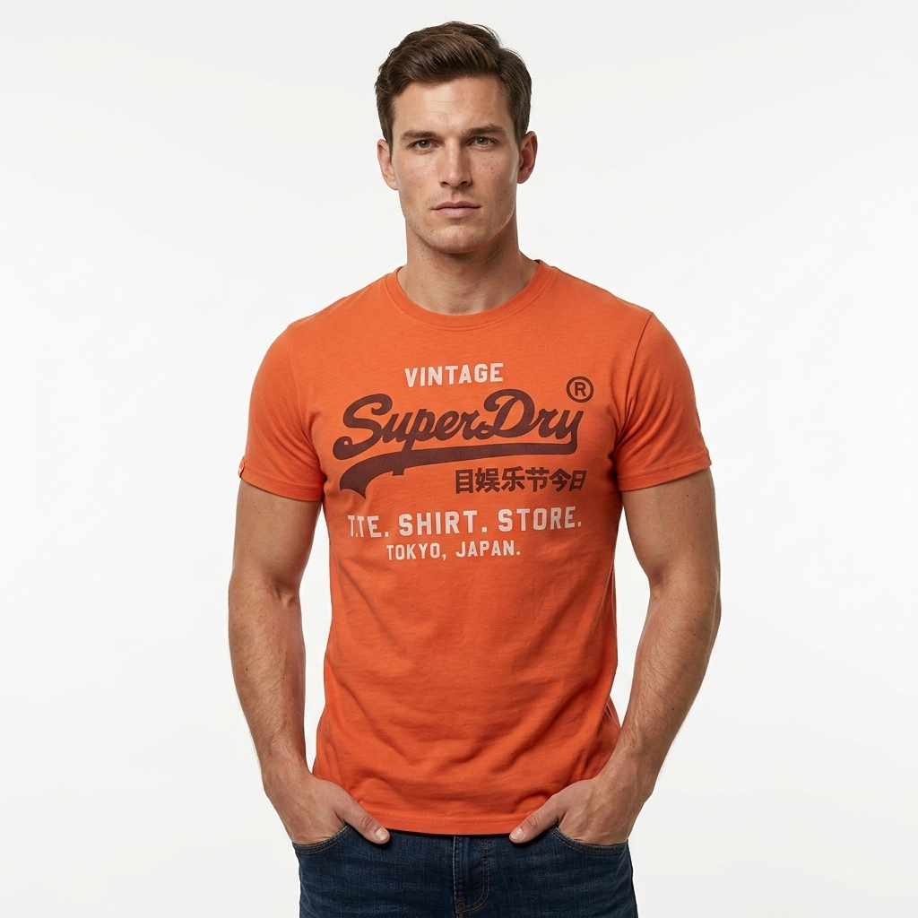 2456711 Superdry T-Shirt Arancione Stampa Uomo