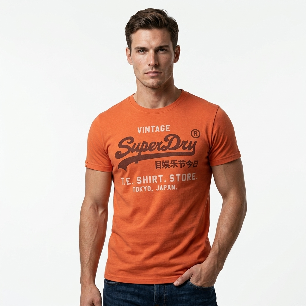 2456711 Superdry T-Shirt Arancione Stampa Uomo