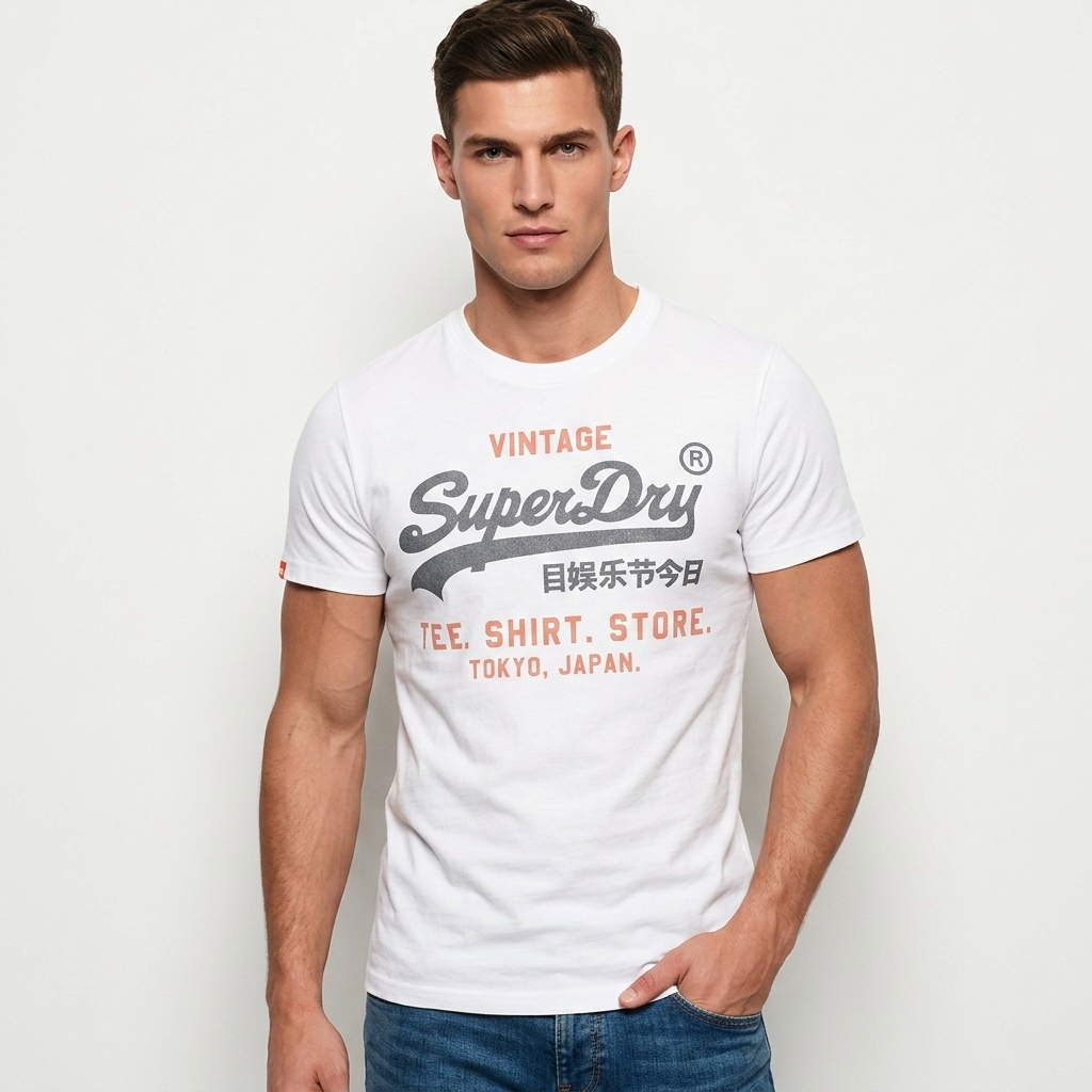 2456714 Superdry T-Shirt Bianco Stampa Uomo