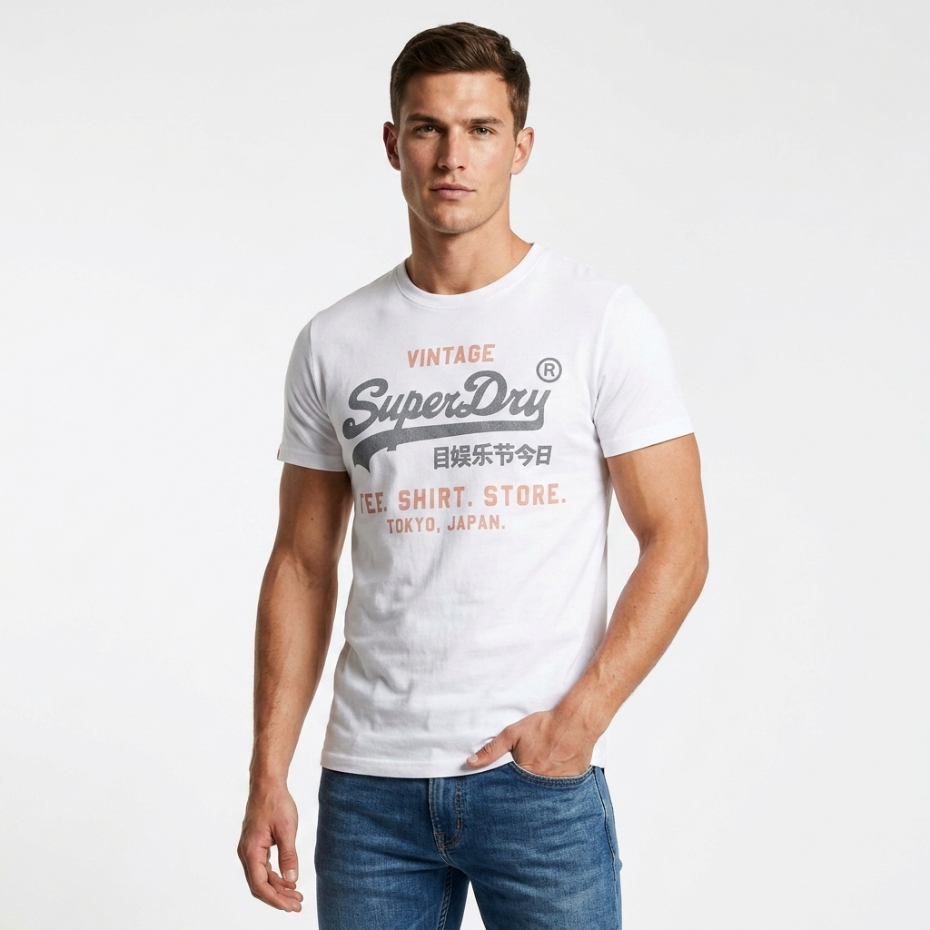 2456714 Superdry T-Shirt Bianco Stampa Uomo