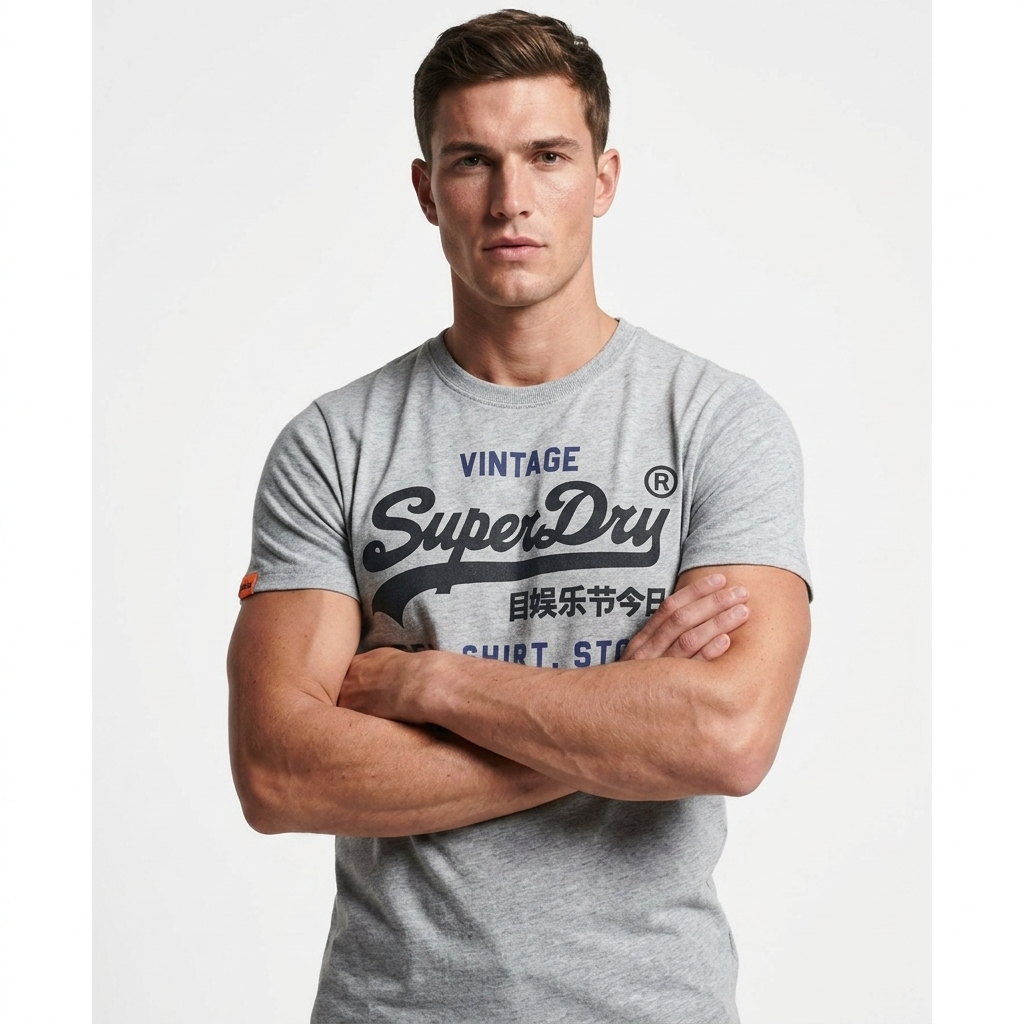 2456719 Superdry T-Shirt Grigio Stampa Uomo