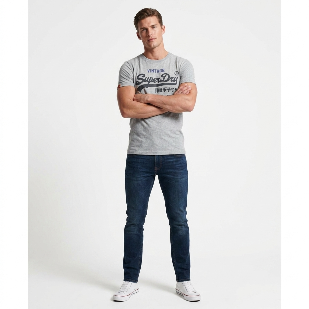2456719 Superdry T-Shirt Grigio Stampa Uomo