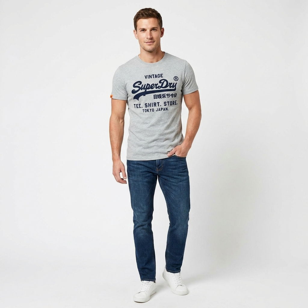 2456719 Superdry T-Shirt Grigio Stampa Uomo