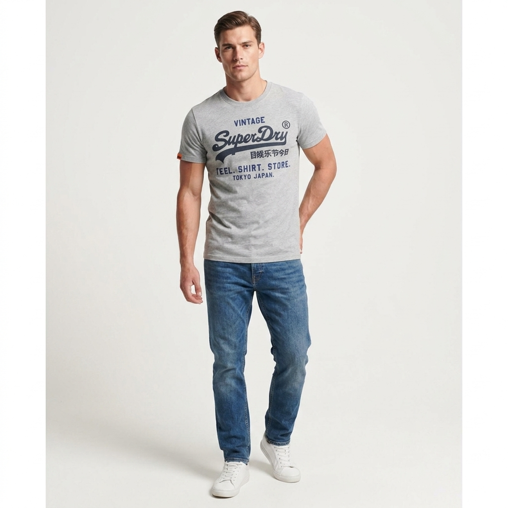 2456719 Superdry T-Shirt Grigio Stampa Uomo
