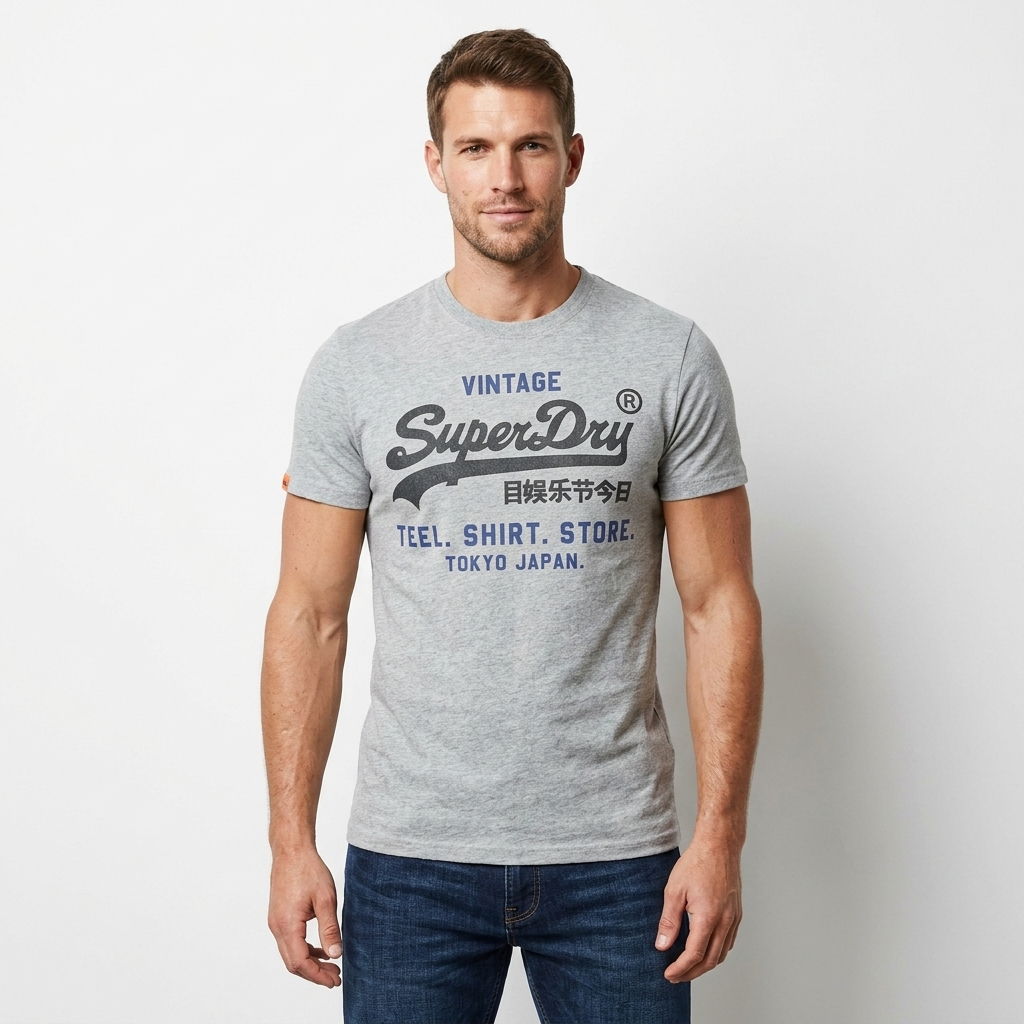 2456719 Superdry T-Shirt Grigio Stampa Uomo