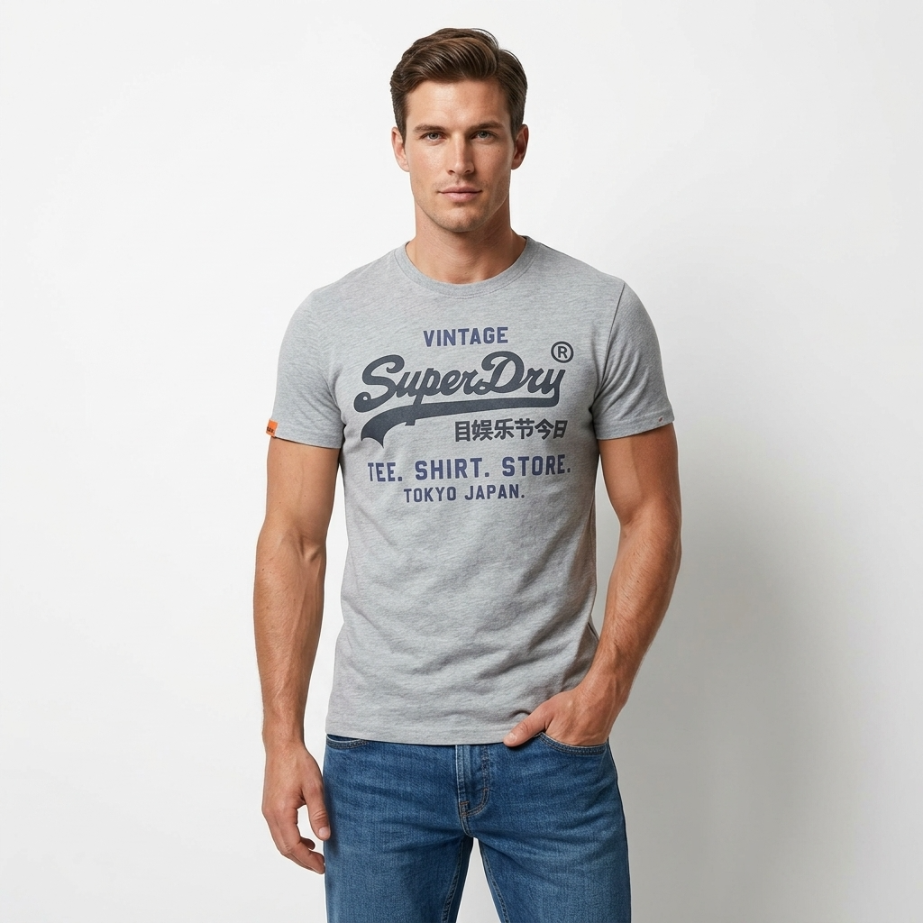 2456719 Superdry T-Shirt Grigio Stampa Uomo