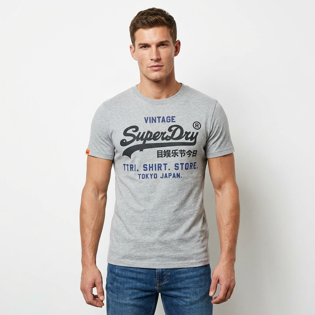 2456719 Superdry T-Shirt Grigio Stampa Uomo