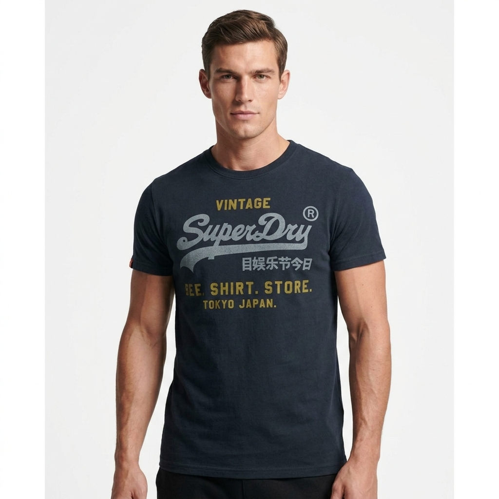 2456727 Superdry T-Shirt Blu Stampa Uomo