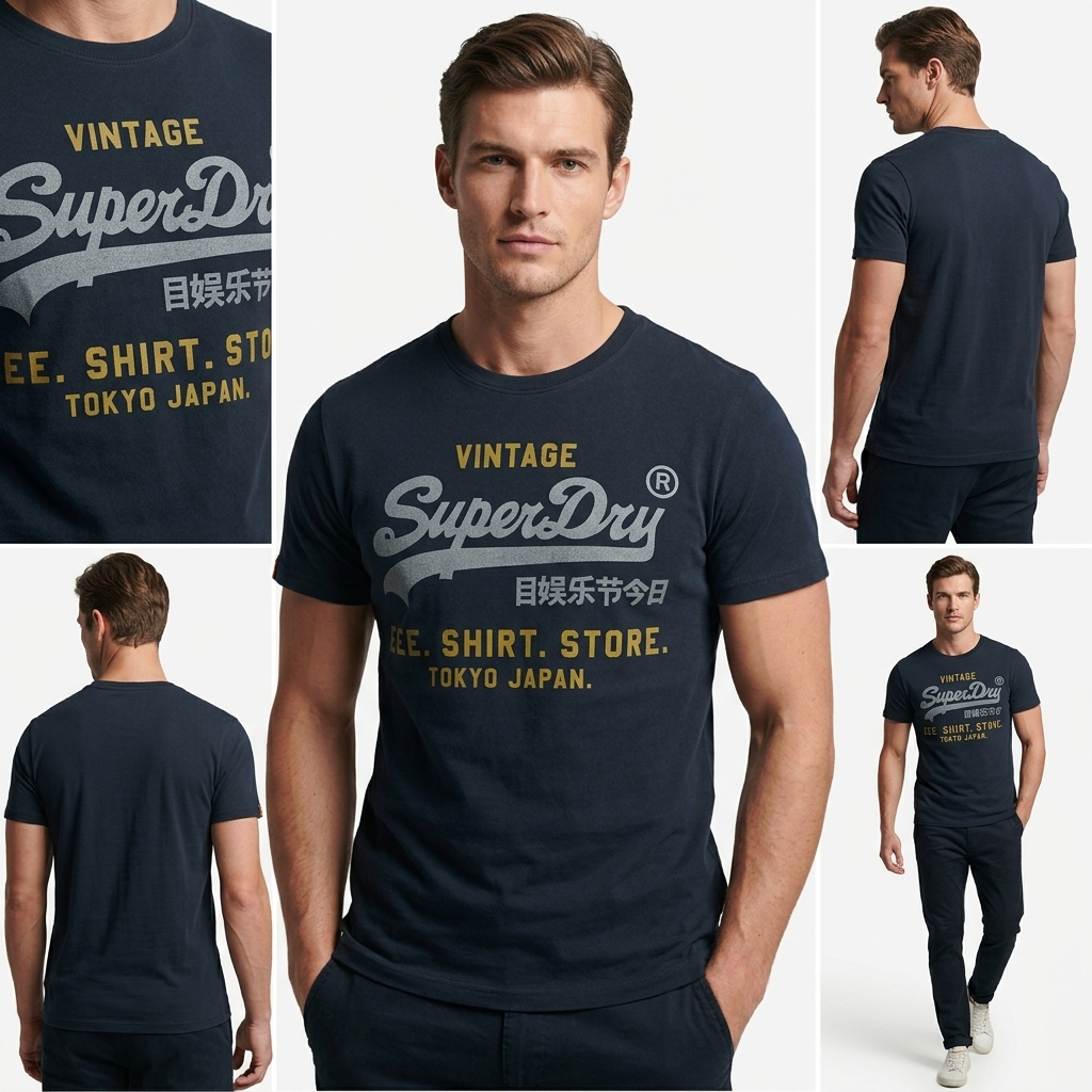2456727 Superdry T-Shirt Blu Stampa Uomo