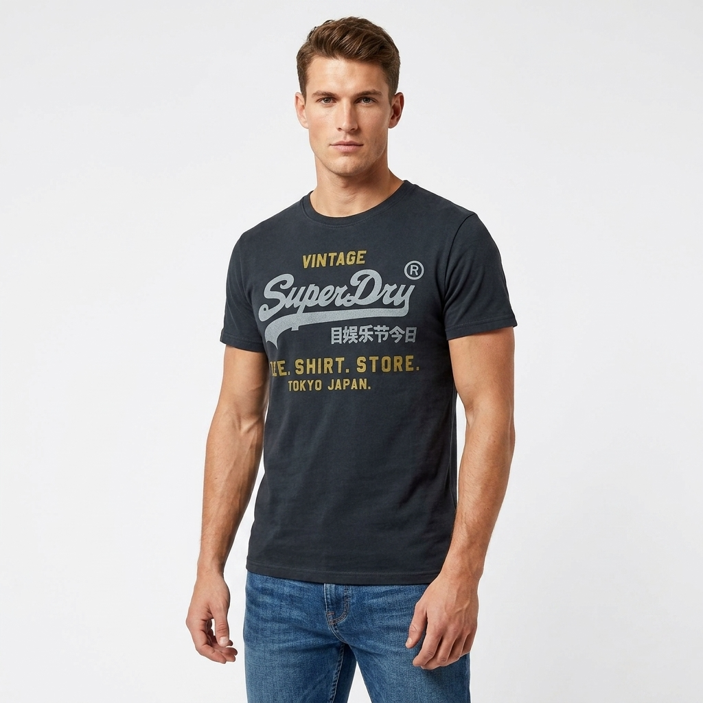 2456727 Superdry T-Shirt Blu Stampa Uomo
