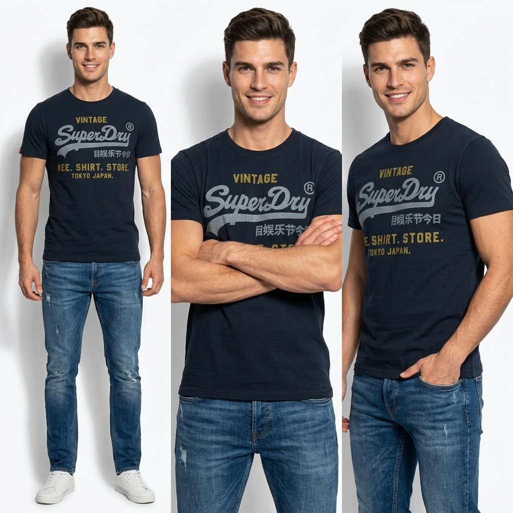 2456727 Superdry T-Shirt Blu Stampa Uomo