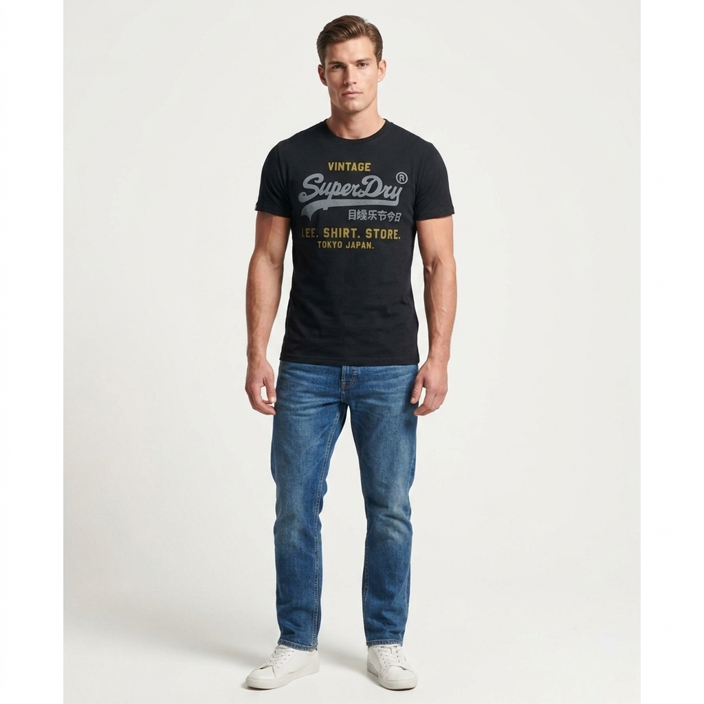2456727 Superdry T-Shirt Blu Stampa Uomo
