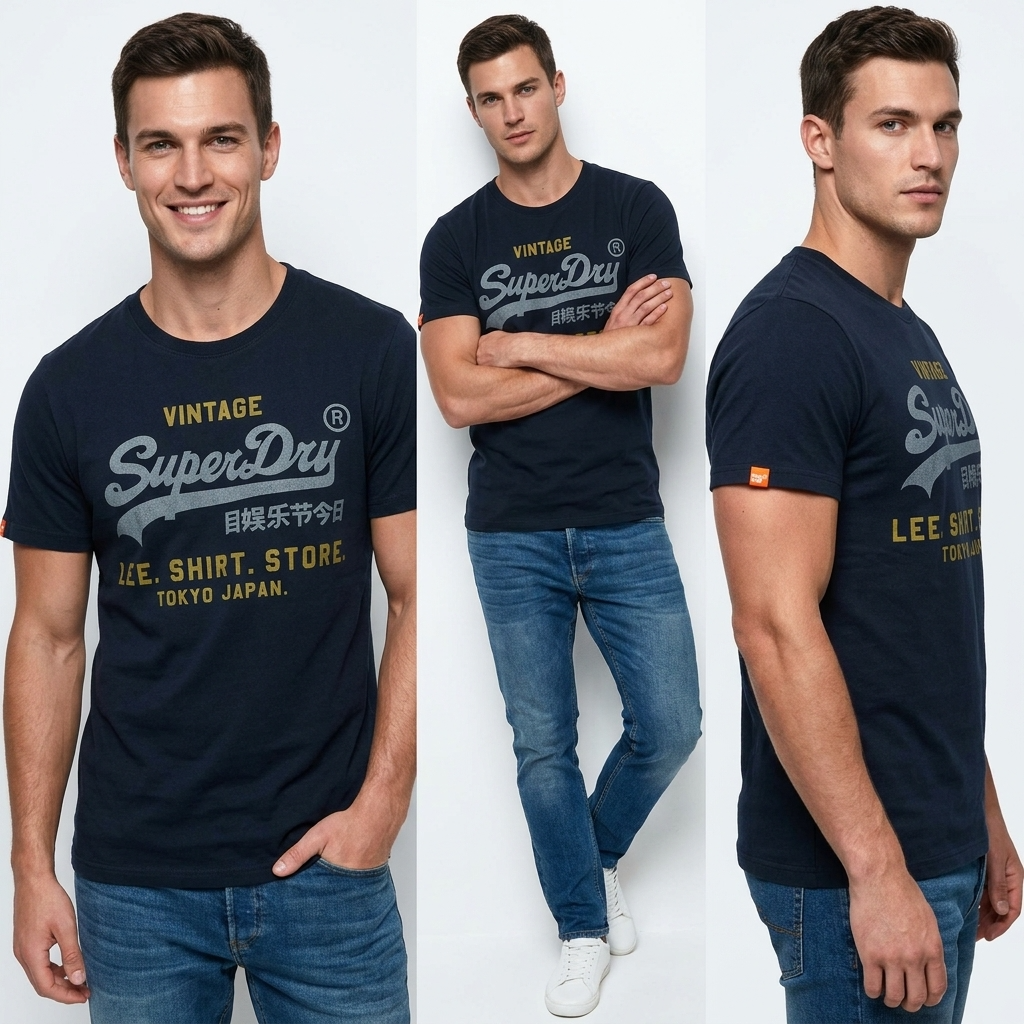 2456727 Superdry T-Shirt Blu Stampa Uomo
