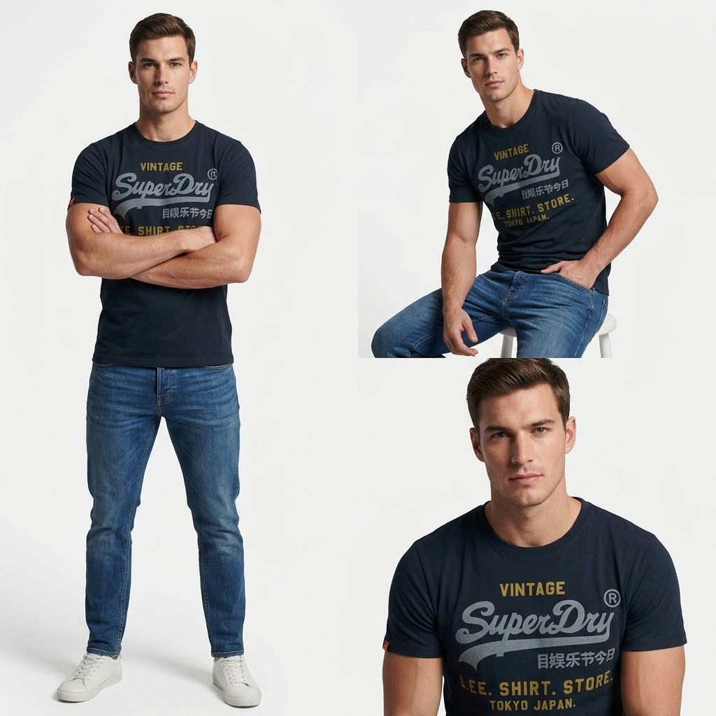 2456727 Superdry T-Shirt Blu Stampa Uomo
