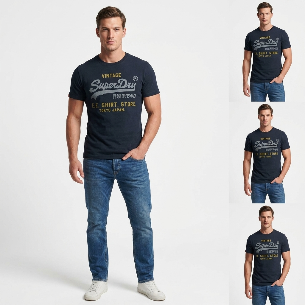 2456727 Superdry T-Shirt Blu Stampa Uomo