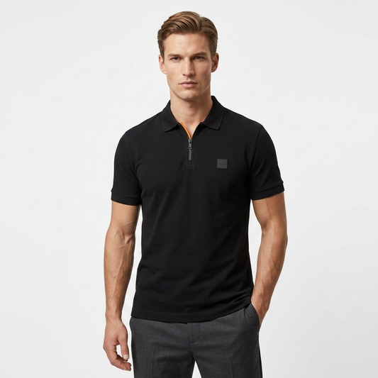 2458340 Boss Polo Nera Zip Uomo