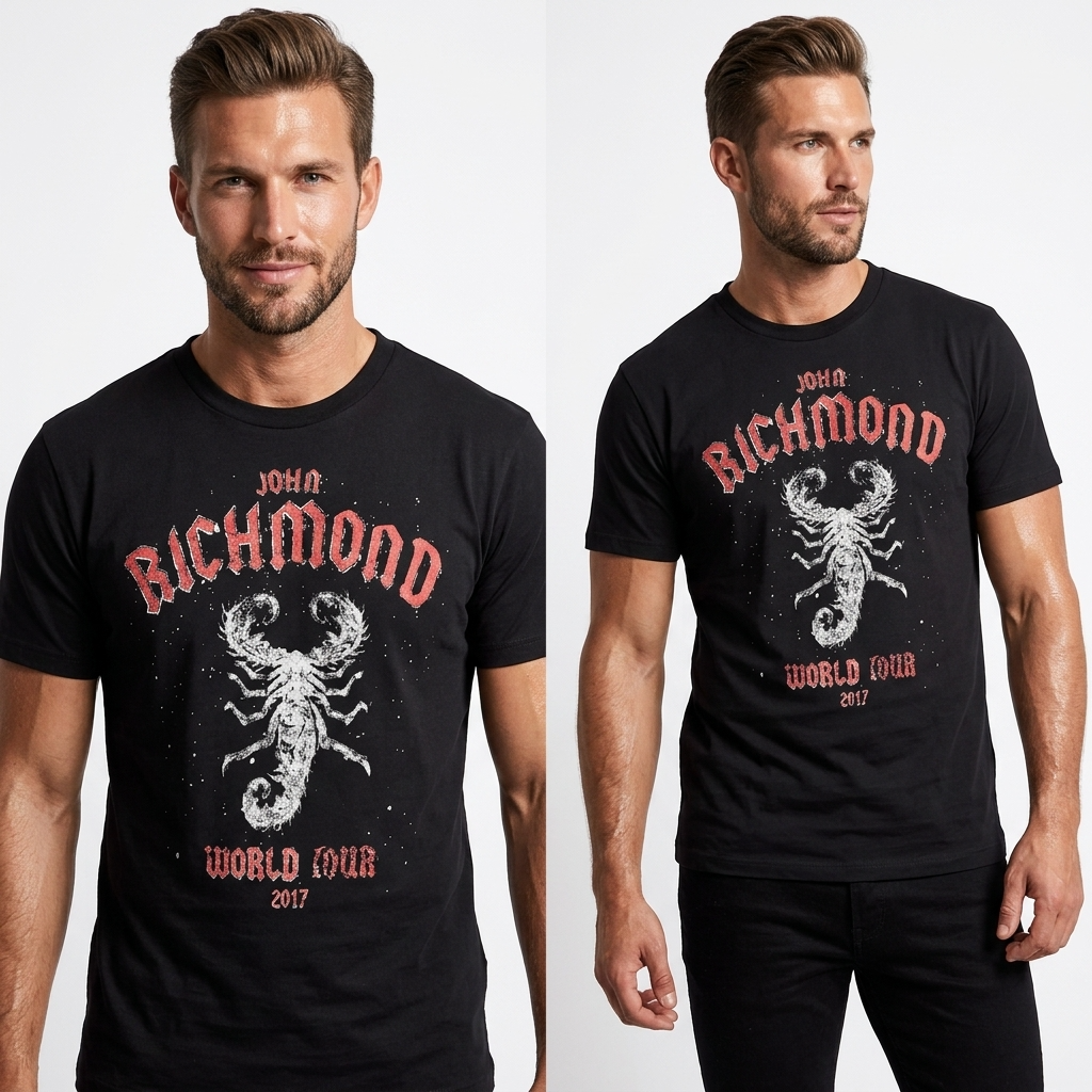 356571 John Richmond T-Shirt Nero Cotone Stampa Uomo