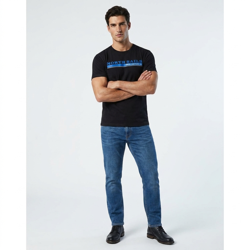 378087 North Sails T-Shirt Nero Stampa Uomo