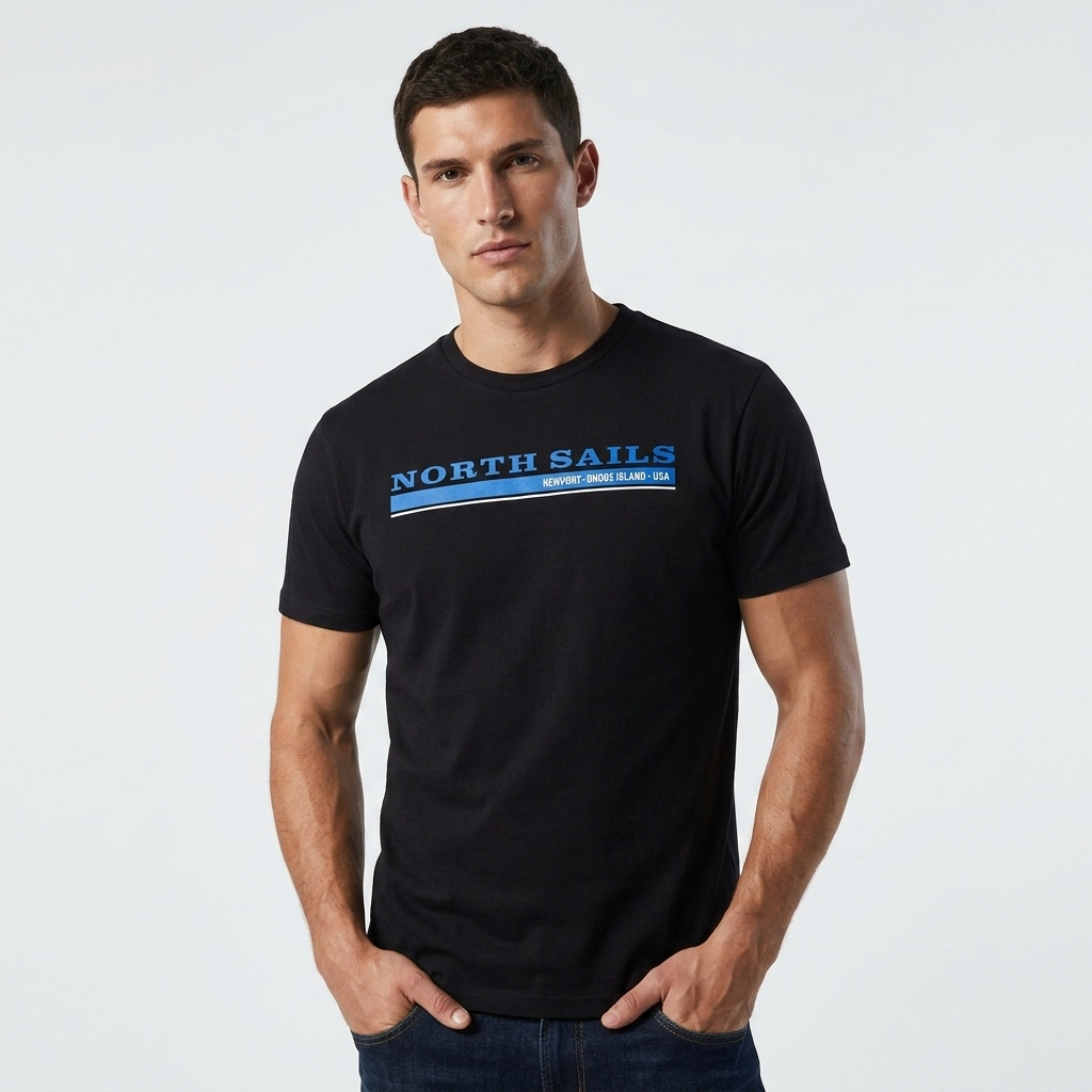 378087 North Sails T-Shirt Nero Stampa Uomo