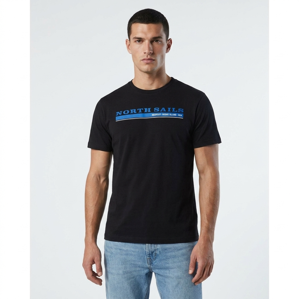 378087 North Sails T-Shirt Nero Stampa Uomo