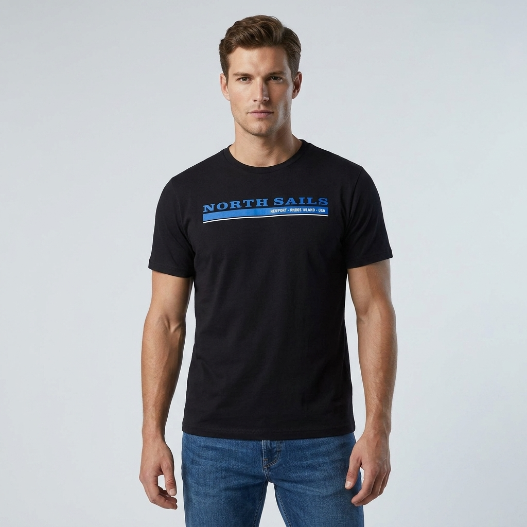 378087 North Sails T-Shirt Nero Stampa Uomo