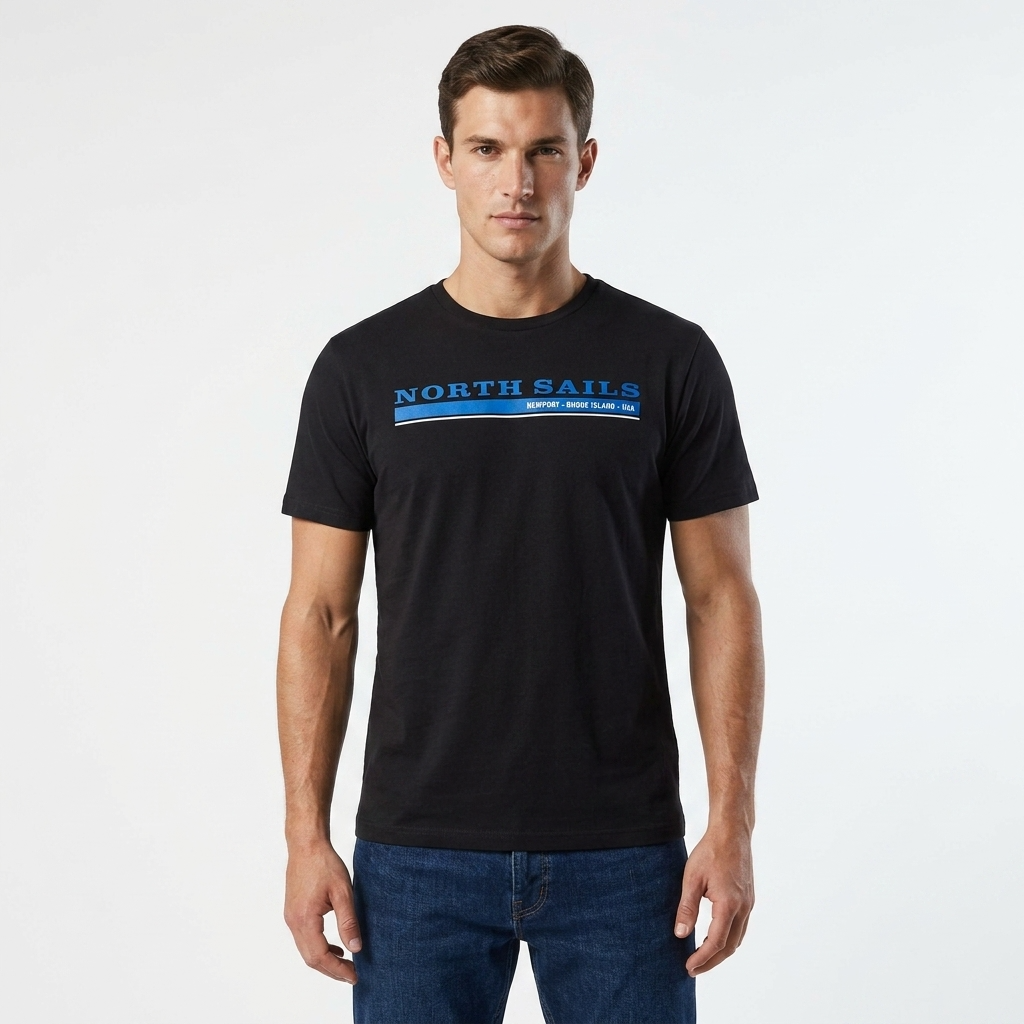 378087 North Sails T-Shirt Nero Stampa Uomo