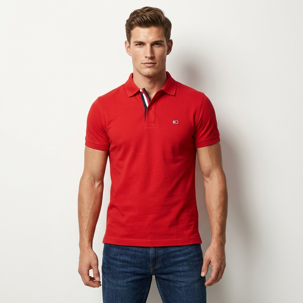 413539 Tommy Hilfiger Jeans Polo Rosso Uomo