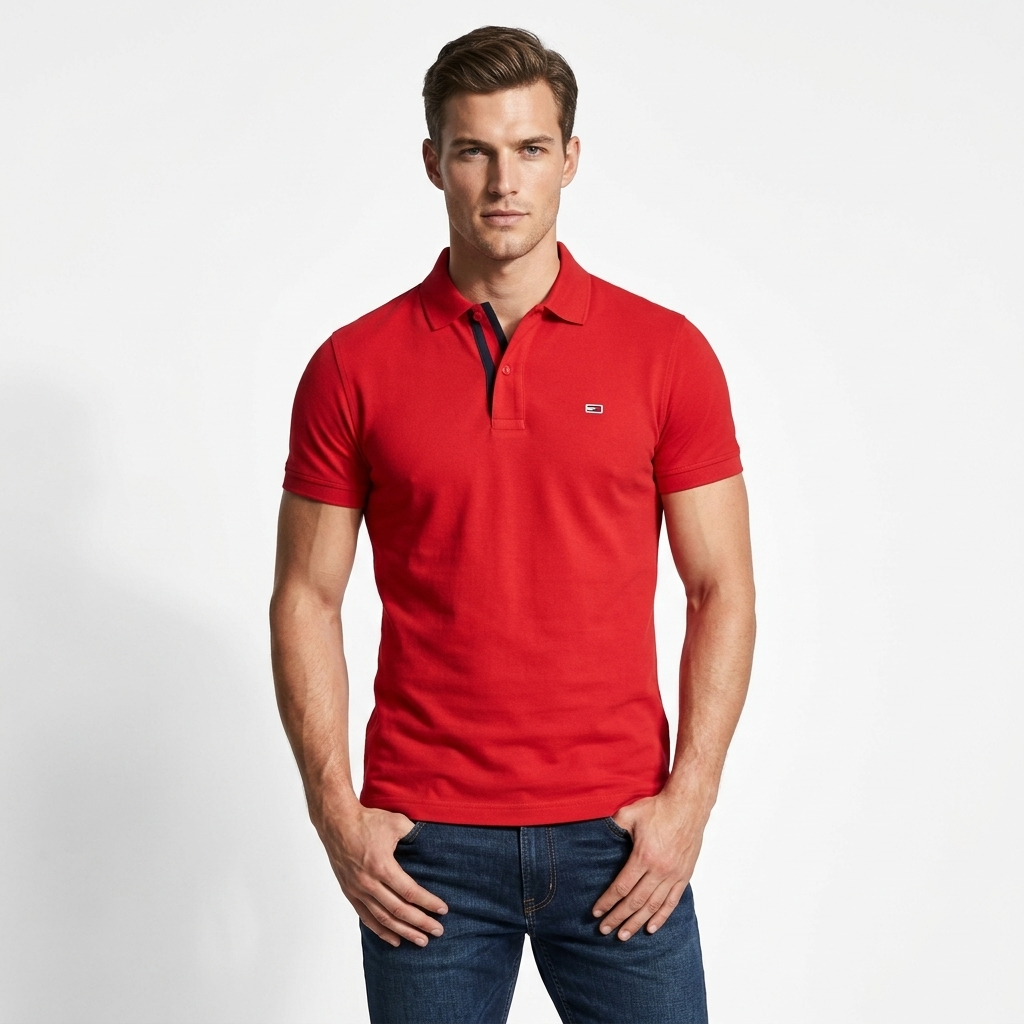 413539 Tommy Hilfiger Jeans Polo Rosso Uomo