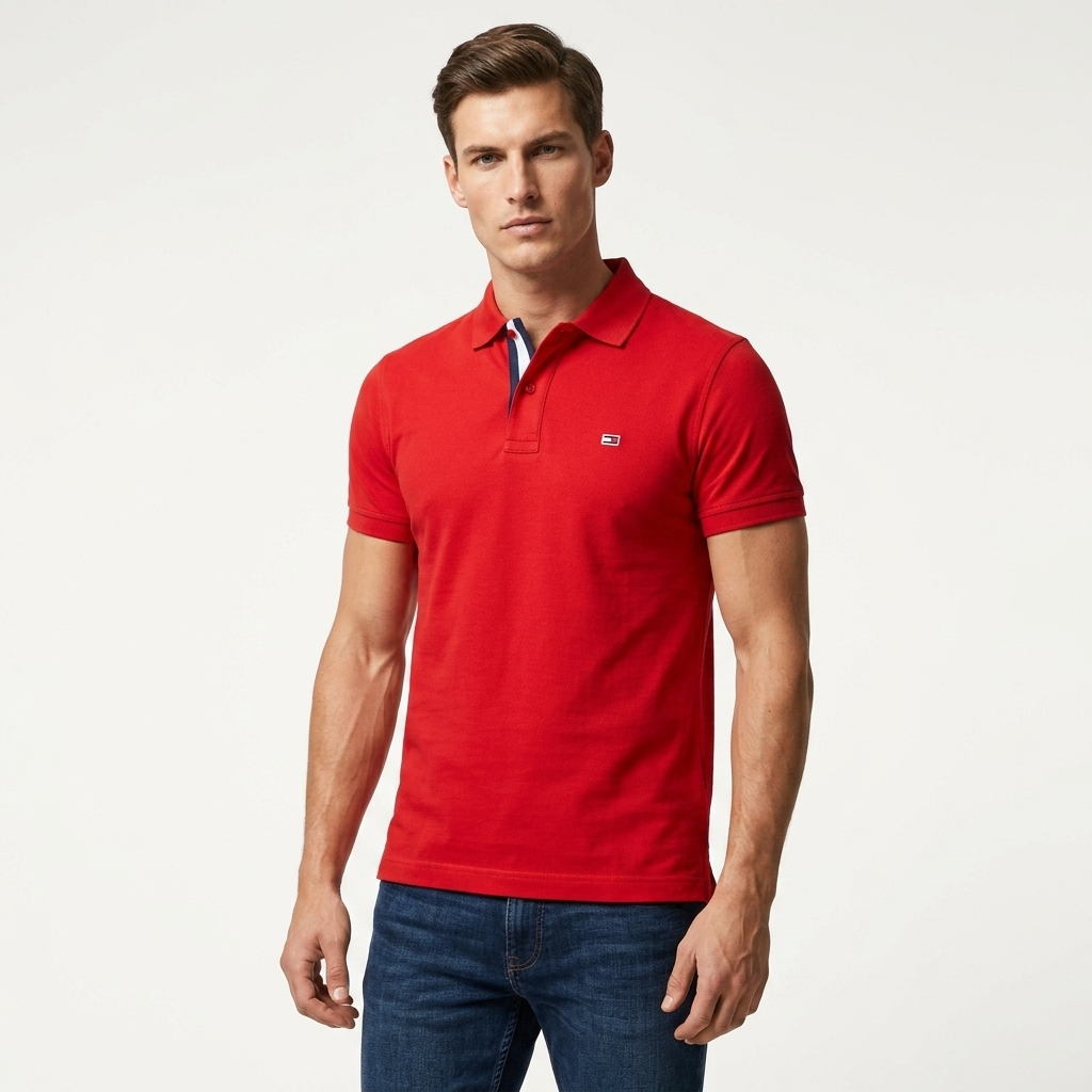 413539 Tommy Hilfiger Jeans Polo Rosso Uomo
