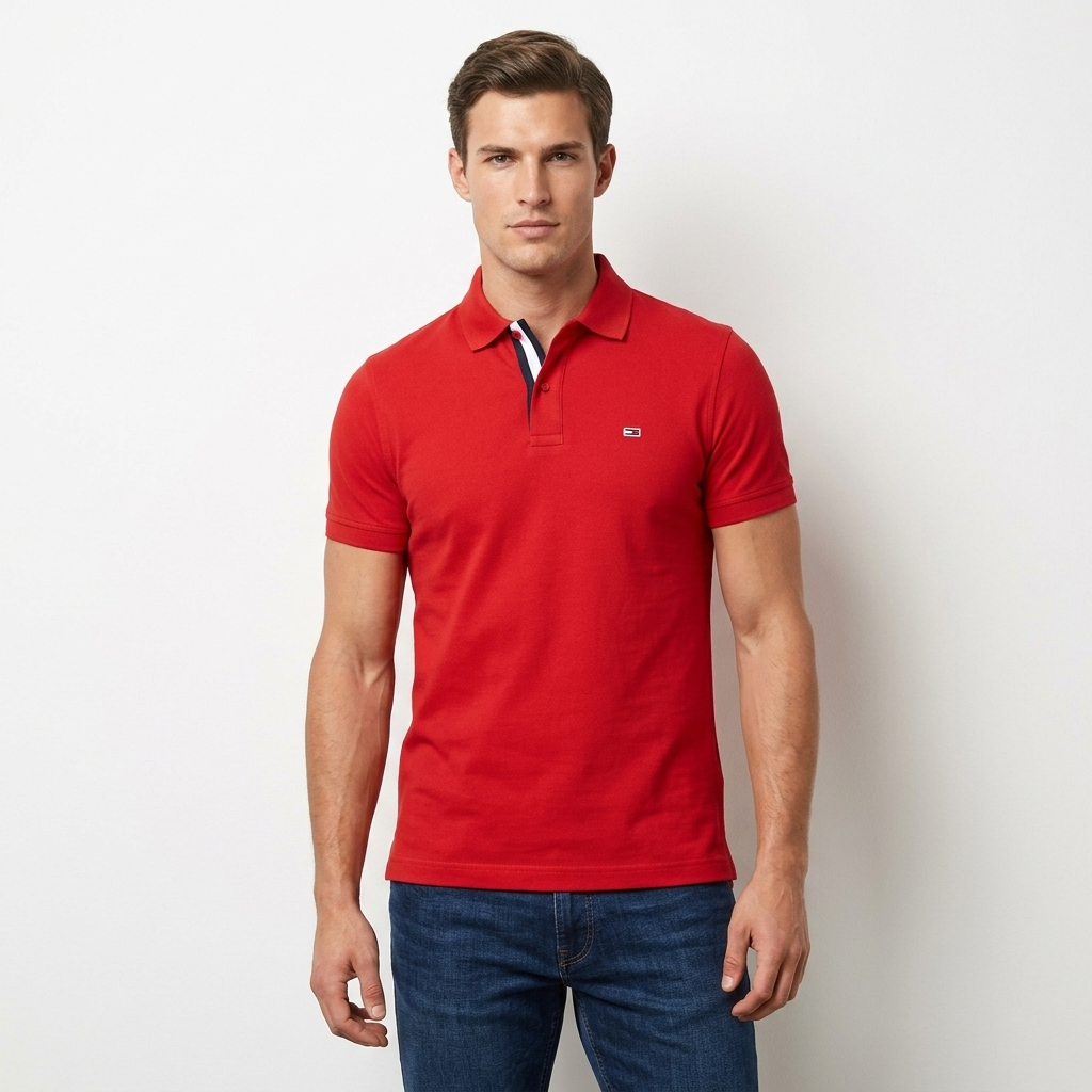 413539 Tommy Hilfiger Jeans Polo Rosso Uomo