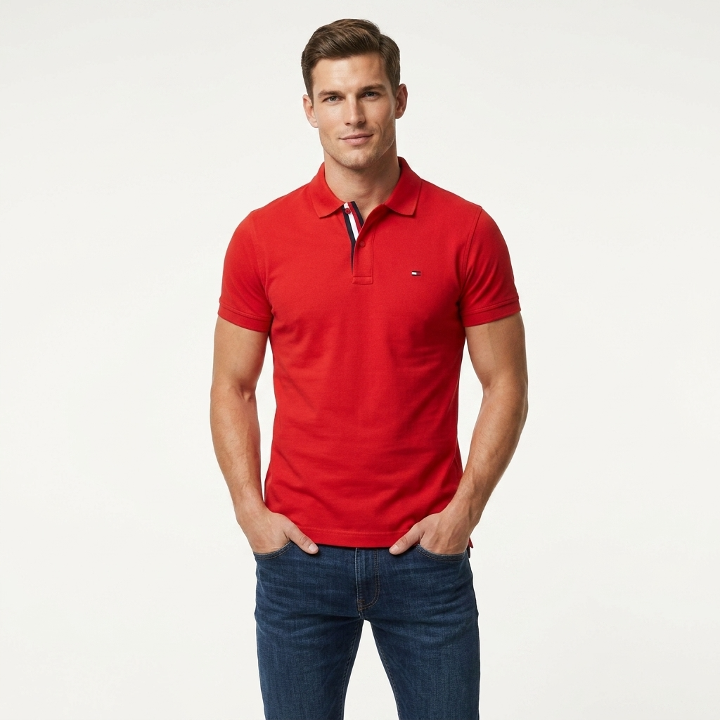 413539 Tommy Hilfiger Jeans Polo Rosso Uomo