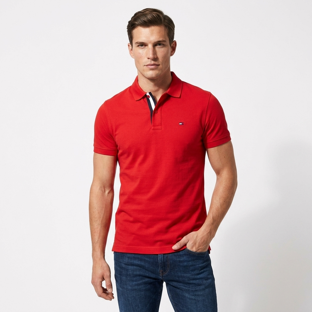 413539 Tommy Hilfiger Jeans Polo Rosso Uomo