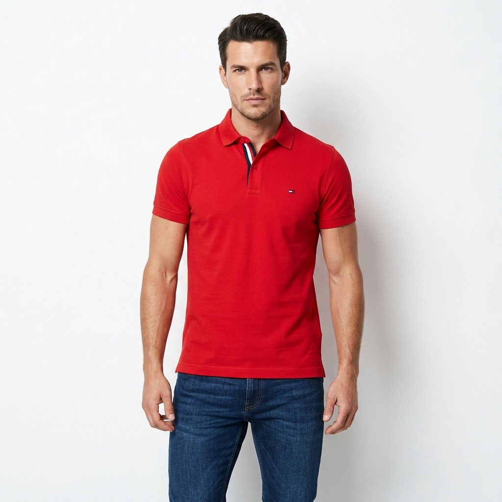413539 Tommy Hilfiger Jeans Polo Rosso Uomo
