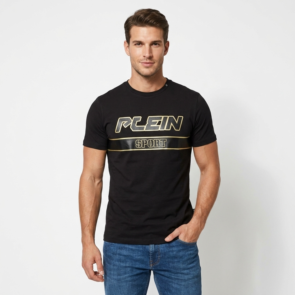 443810 Plein Sport T-Shirt Nero Stampa Uomo