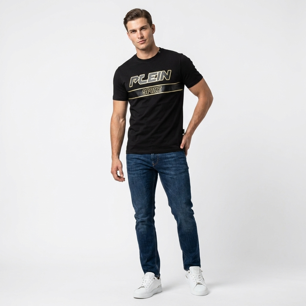 443810 Plein Sport T-Shirt Nero Stampa Uomo
