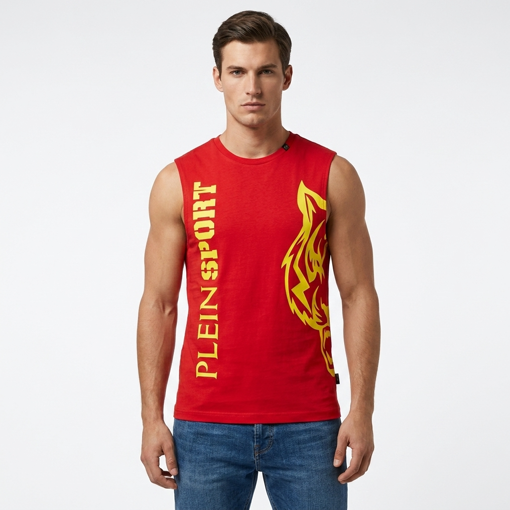444065 Plein Sport Canotta Rossa Uomo