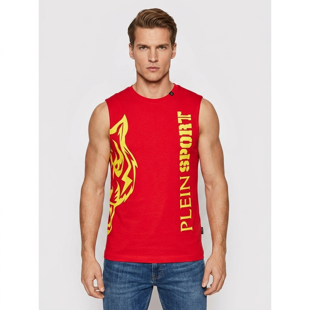 444065 Plein Sport Canotta Rossa Uomo
