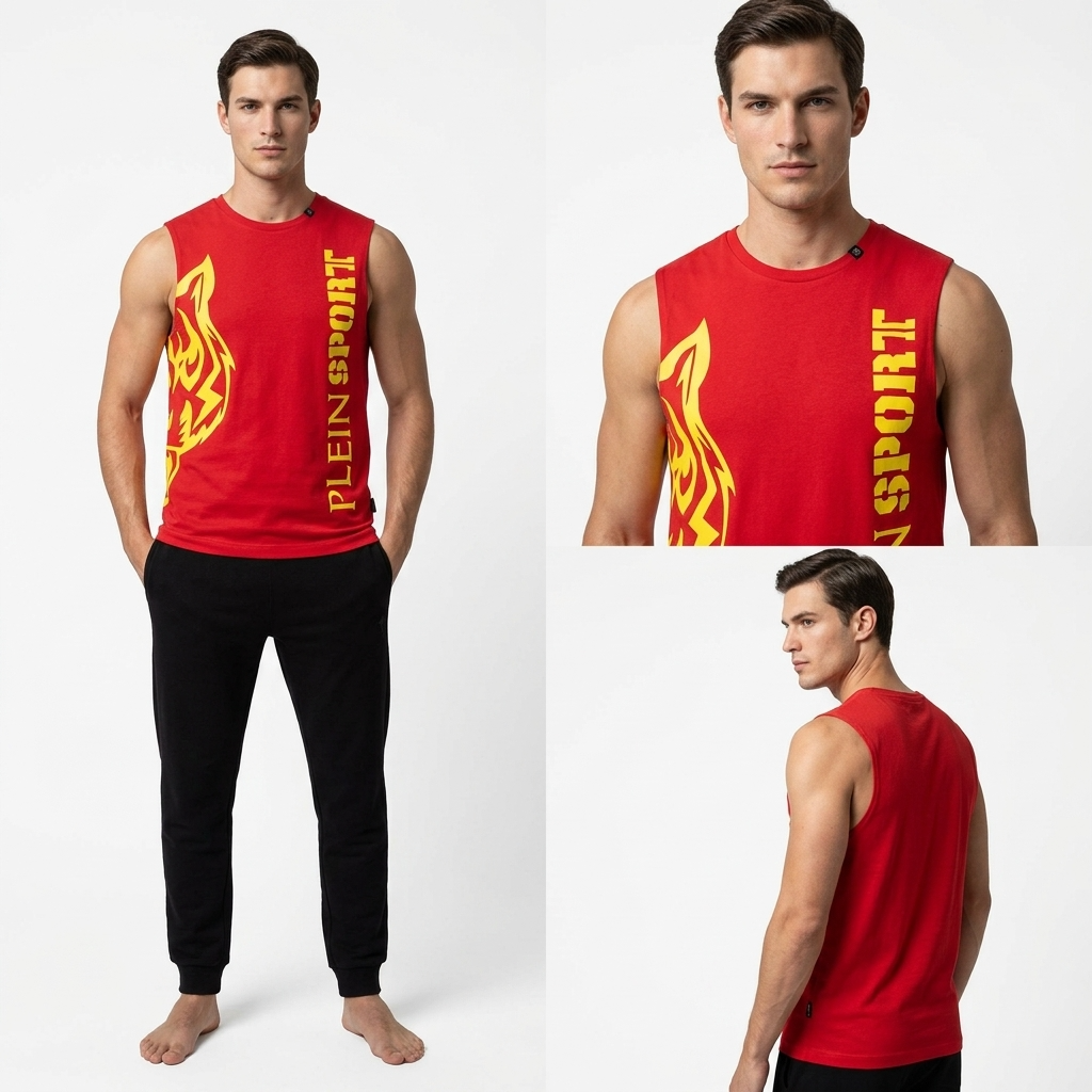 444065 Plein Sport Canotta Rossa Uomo