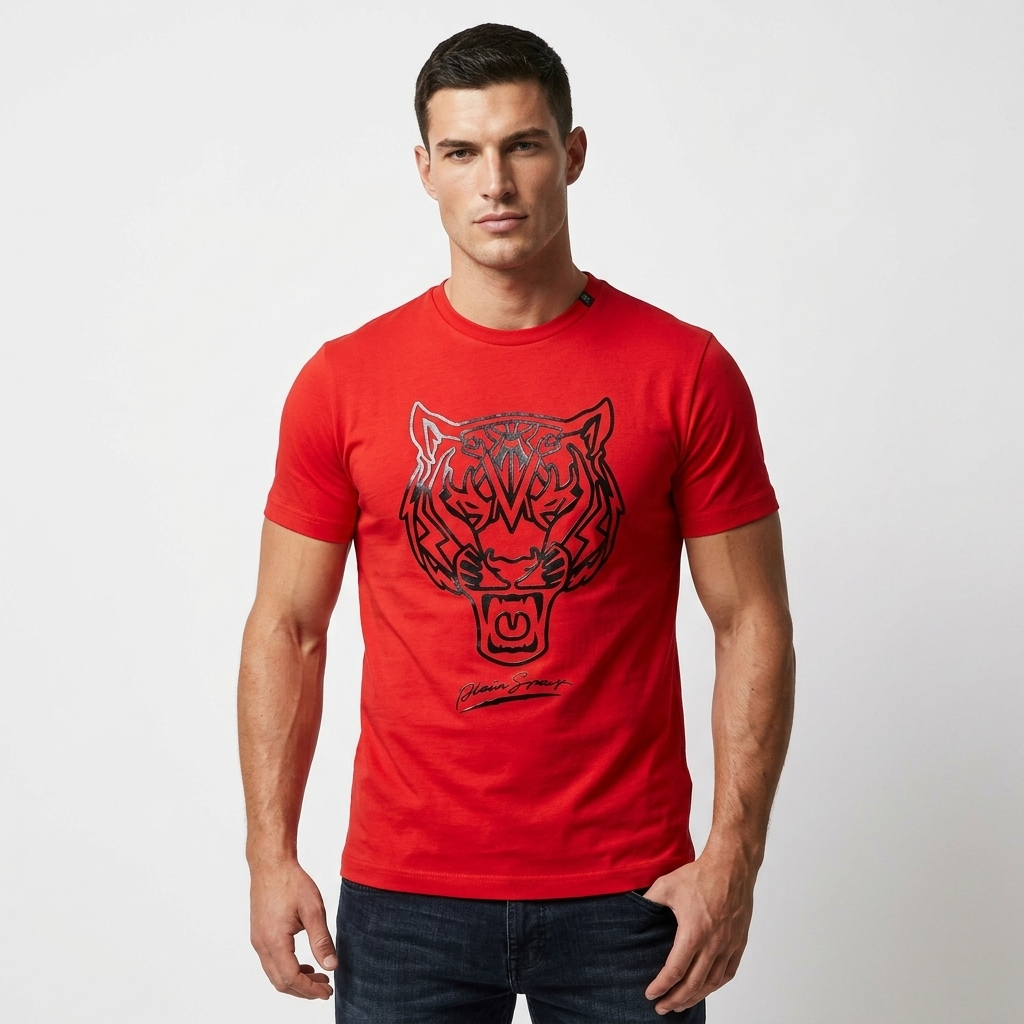 444107 Plein Sport T-Shirt Rosso Stampa Uomo