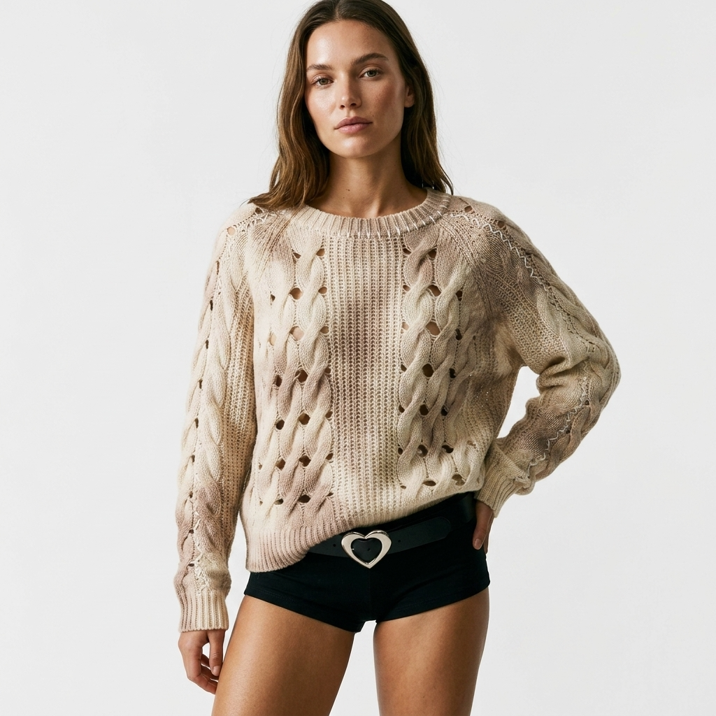 504186 Desigual Maglia Beige Donna Primavera/Estate