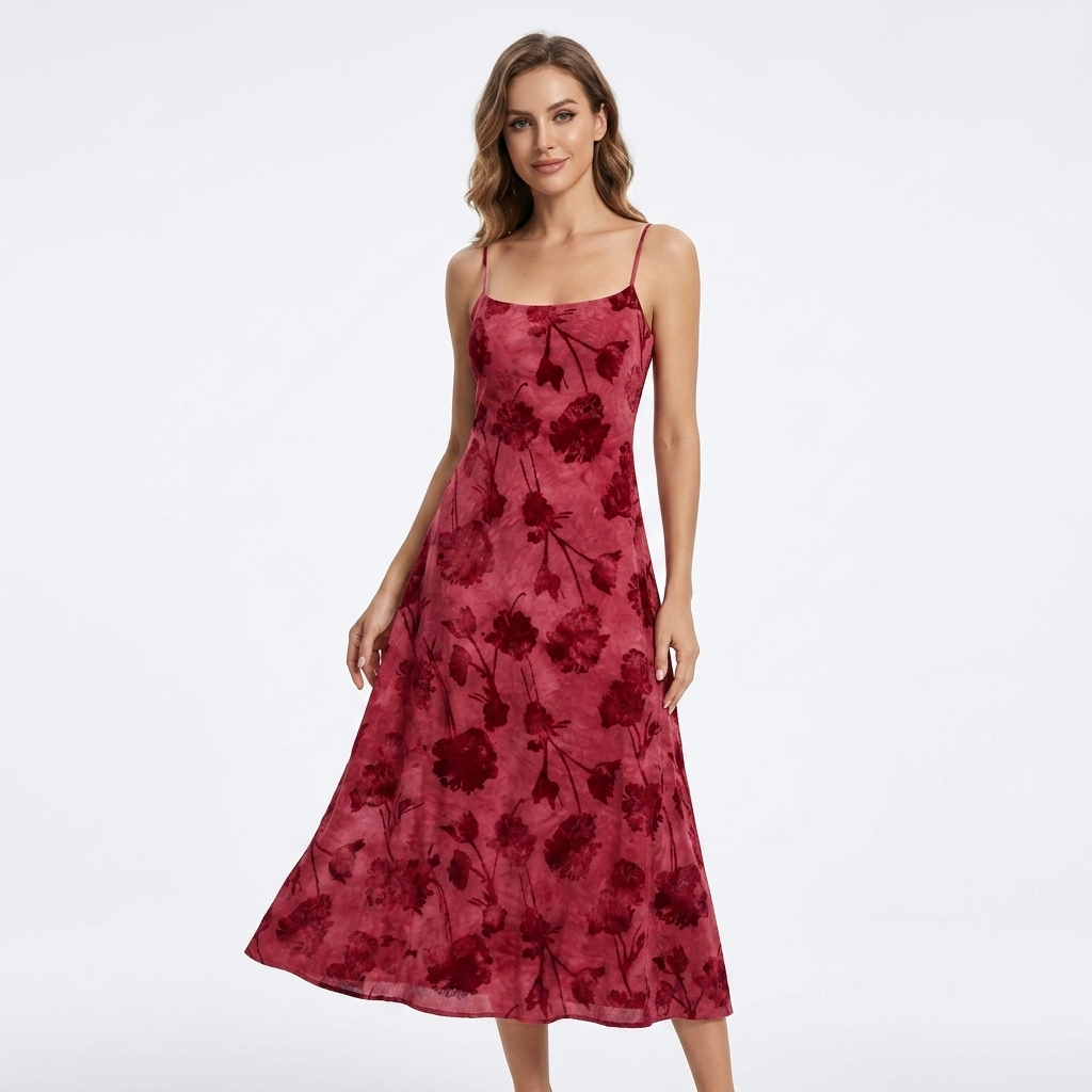 516580 Desigual Abito Fuxia Lungo Spalline Donna