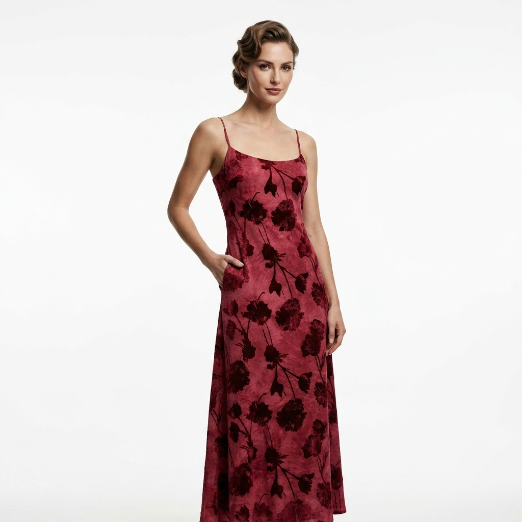 516580 Desigual Abito Fuxia Lungo Spalline Donna