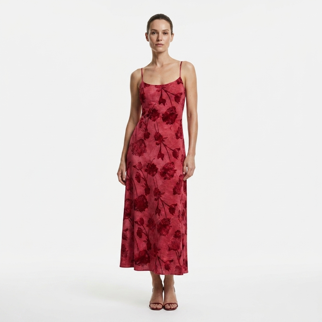 516580 Desigual Abito Fuxia Lungo Spalline Donna
