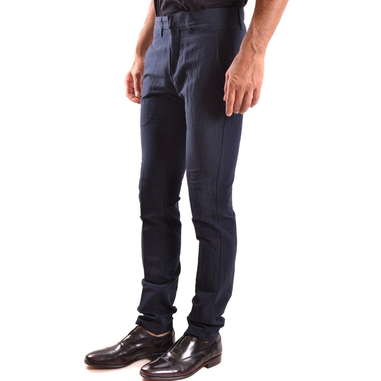 2429770 Dondup Pantaloni Blu Cotone Lino Uomo