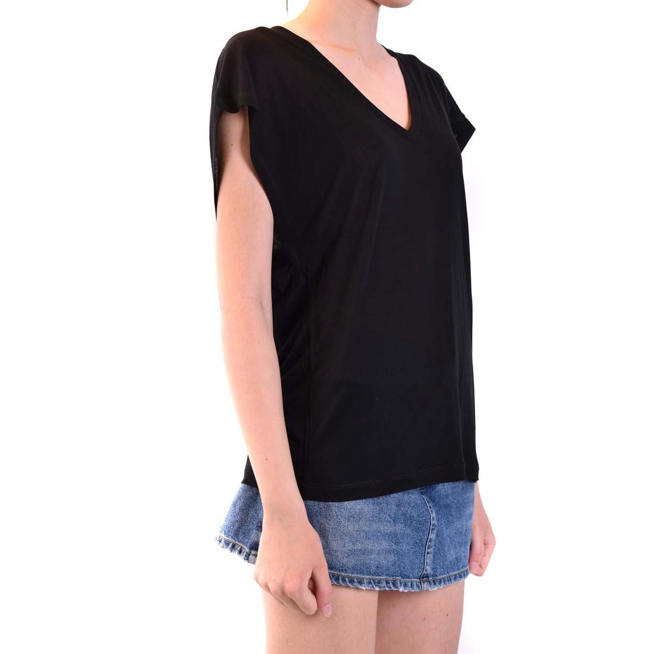 488960 Dondup T-Shirt Nera Scollo V Donna
