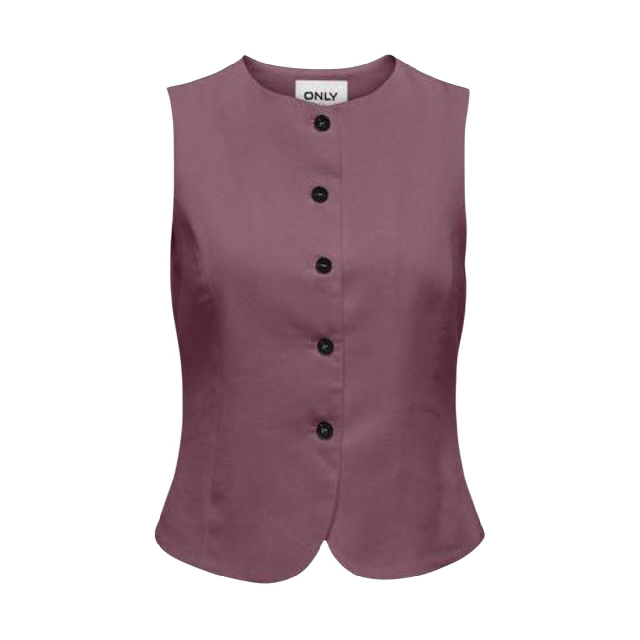 2456266 Only Gilet Bordeaux Viscosa Lino Bottoni Donna