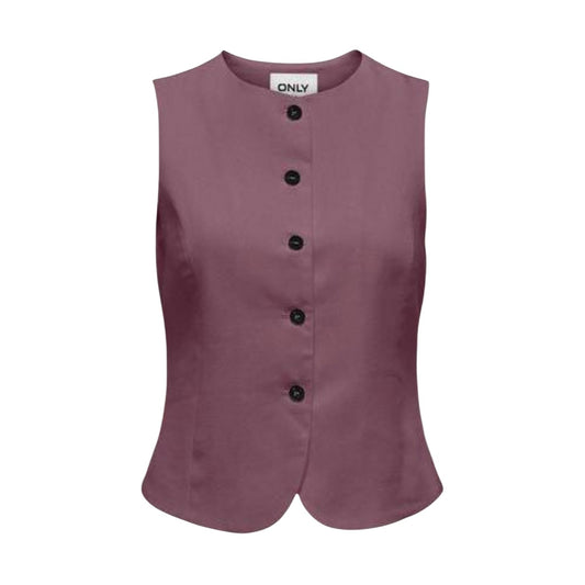 2456266 Only Gilet Bordeaux Viscosa Lino Bottoni Donna