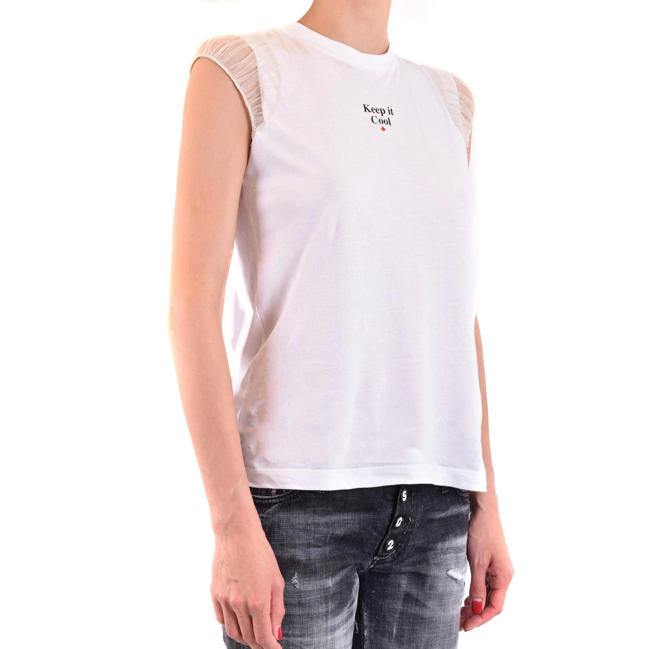 487101 Dsquared2 Canotta Bianca Stampa Donna