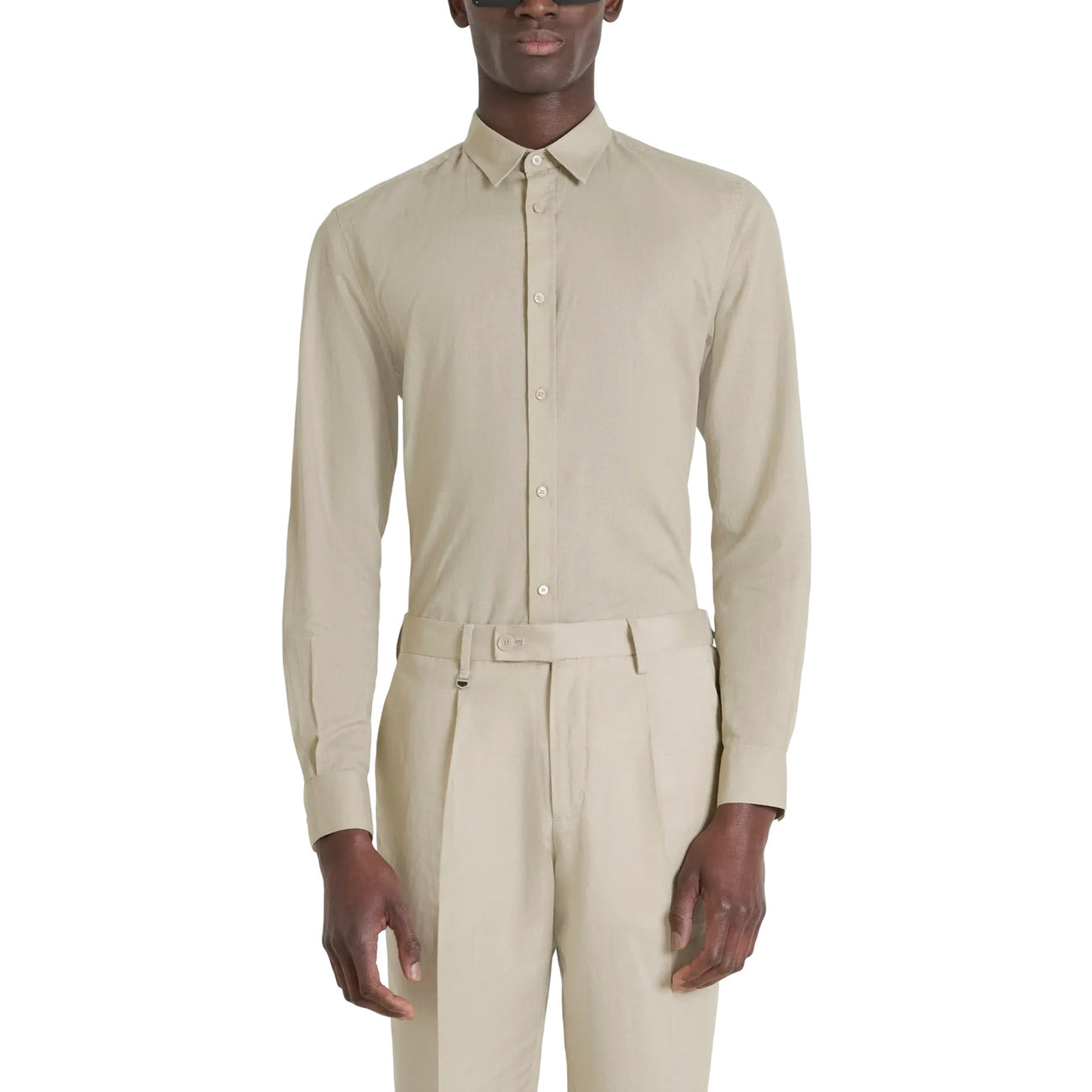 2422905 Antony Morato Camicia Beige Cotone Lino Uomo
