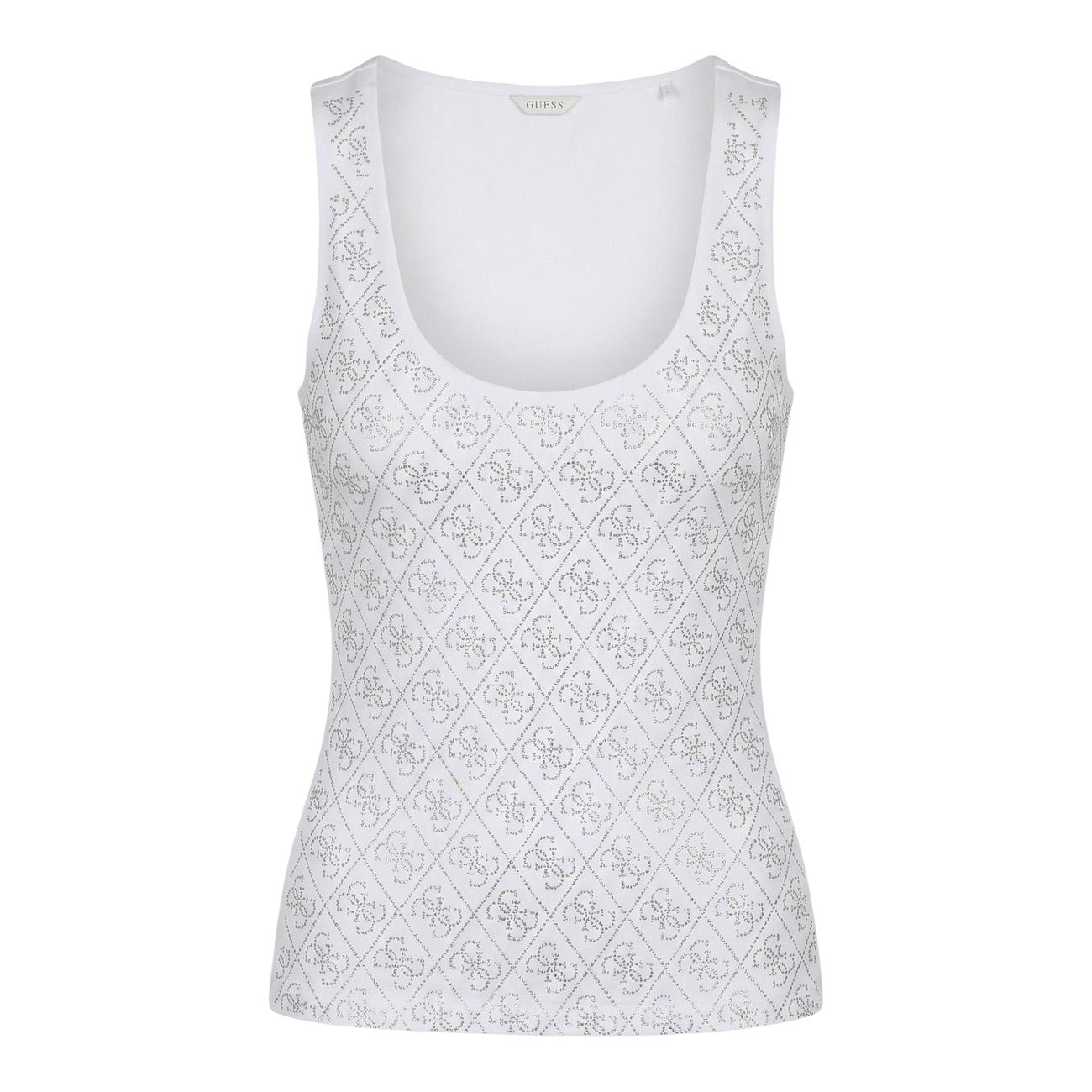 2453475 Guess Canotta Bianca Cotone Smanicata Donna